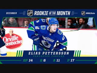 Elias pettersson earns december rookie of the month honors