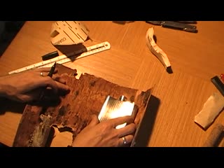 Инкрустация фляжки берестой birch bark hip flask part 1