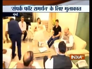 Sampark for samarthan bjp chief amit shah meets madhuri dixit