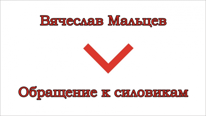 Мальцев вячеслав обращение к силовикам