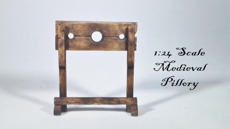 Miniature medieval pillory tutorial dollhouse how to make 1/24 scale diy