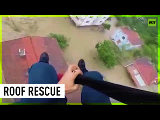 Rescuers save stranded locals in flood struck turkish village