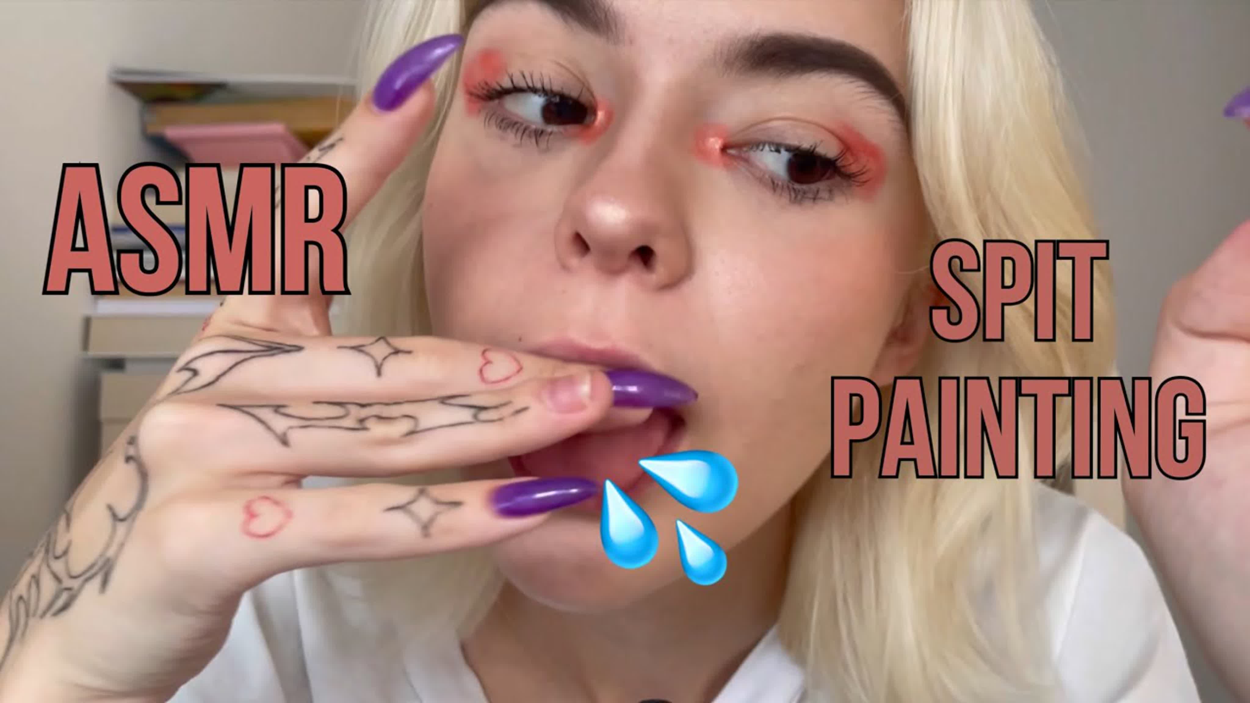 Asmr spit painting visible spit