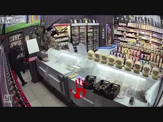 Occupational hazard masked robber is maced and gets a well deserved beating