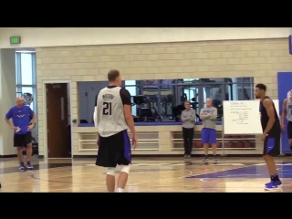 Adam shadoff center timofey mozgov making an uncontested 3 pointer