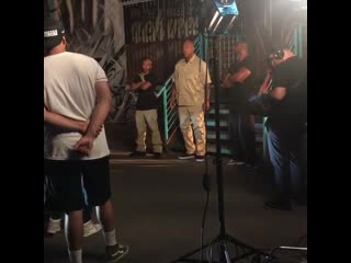 Tommy "tiny" lister and fredro starr on the set of the sesh (august 7, 2019)