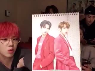 Byeongkwan was showing us the calender from their sg unboxing and when he pointed out the