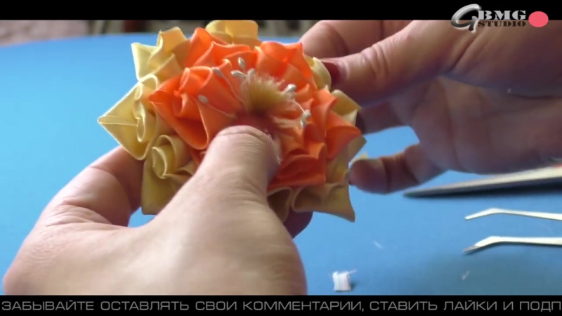 Лисички сестрички, резиночка и новый лепесток канзаши new petal kanzashi and elastic hair fox