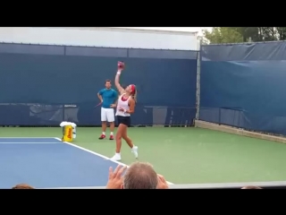 Vika at practice ( throw football ) #cincytennis