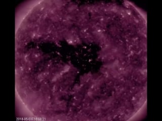 Our sun watching satellite saw a coronal hole on the sun on may 2 4 coronal holes a perfectly normal occurrence appear as dark a