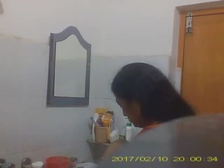 Indian bengali aunt changing saree in bathroom