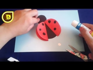 Божья короа аппликация из цветной бумаги поделки для детей how to make a paper lady bug