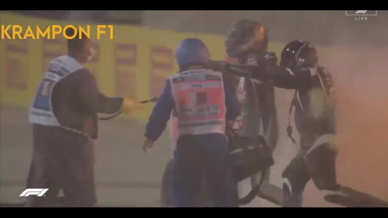 В бахрейне гонщик формулы 1 влетел в оградительный барьер и загорелся 2