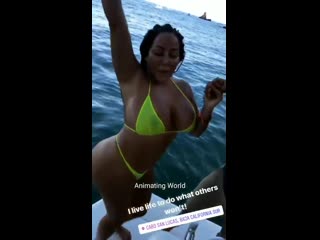 Curvy brunette in yellow bikini 👙 suit on boat (part ll)