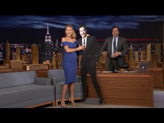 Jimmy gives blake lively a life size cutout of himself