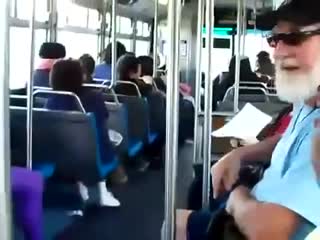 67 year old bearded man thrashes thug on bus