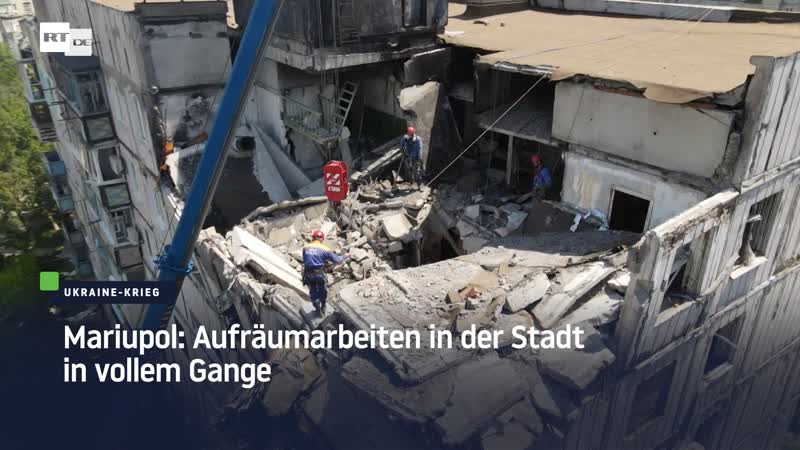 Mariupol aufräumarbeiten in der stadt in vollem gange