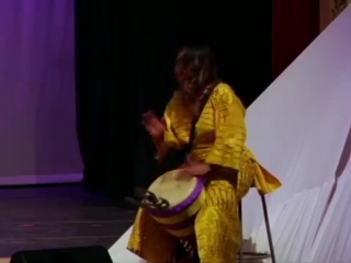 Woman in percussion djembe queen maria hall solo