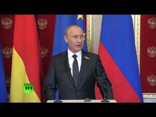 10 мая 2015 г брифинг путина, президента рф, и мекрель, канцлера германии