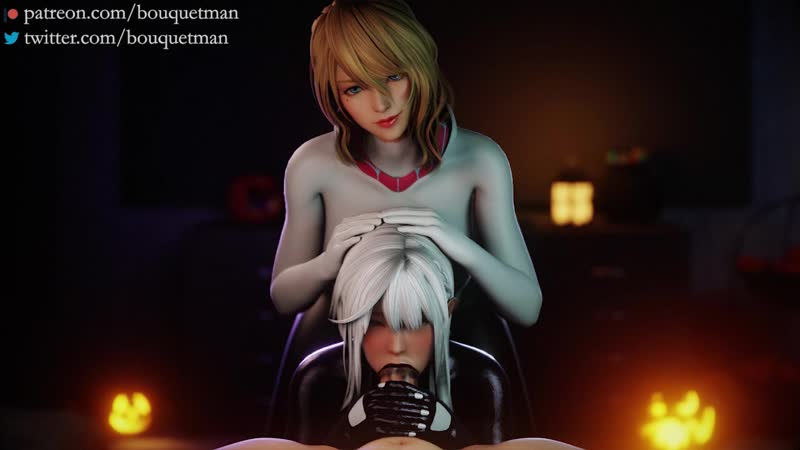 Awf misaki x tamaki threesome halloween spiders by bouquetman