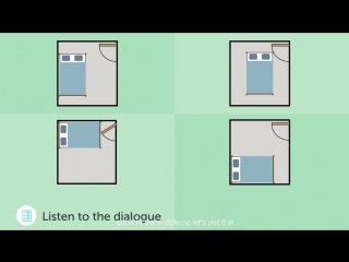 English listening comprehension arranging furniture in a room