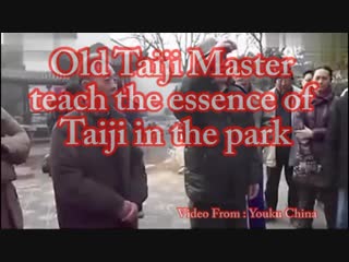 Old taiji master teach the essence of taiji in the park(english and chinese subtitles version)