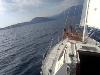 Girls from norway enjoying the sailing in boka bay montenegro