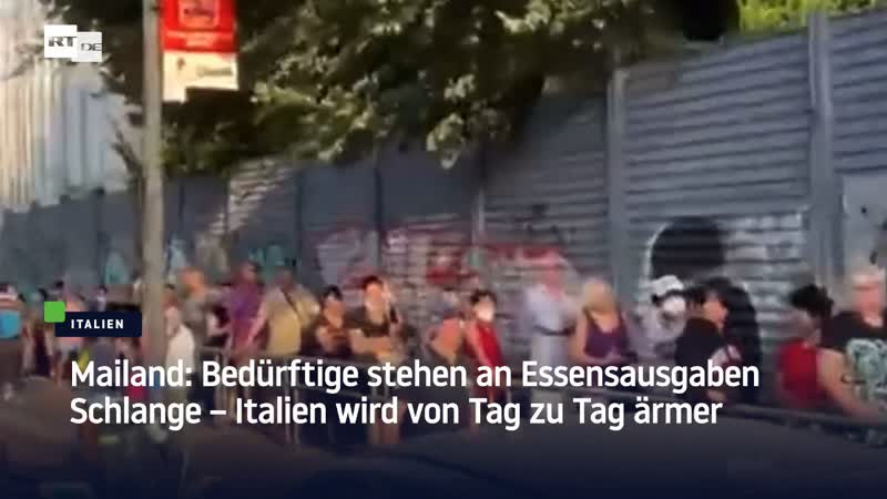 Mailand bedürftige stehen an essensausgaben schlange – italien wird von tag zu tag ärmer