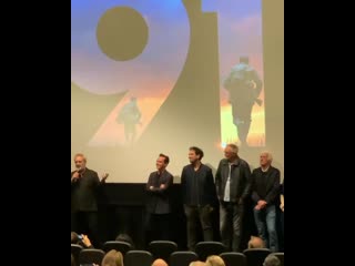 Andrew scott and sam mendes at landmark cinema for 1917 presentation