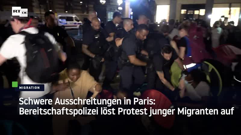 Schwere ausschreitungen in paris bereitschaftspolizei löst protest junger migranten auf