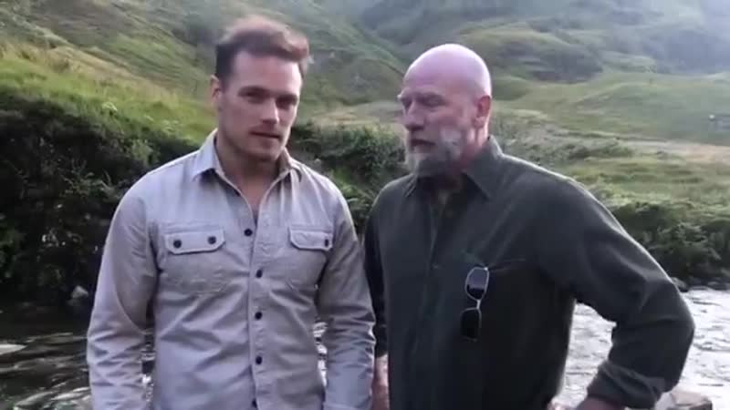 New video from @clanlands! looks like @samheughan @grahammctavish survived day 1! can’t wait for more! podcast
