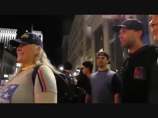 Antifa steve wilson insults #nypd 911 widow, runs when he sees her son