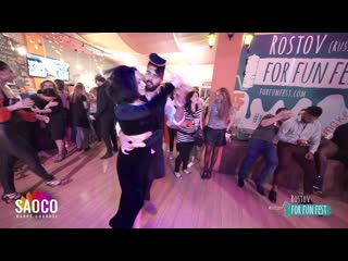 Samuel funflow and anastasiya fadeeva salsa dancing at rostov for fun fest (russia), friday