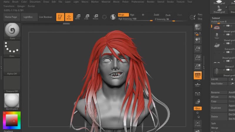 Sculpting in zbrush timelapse