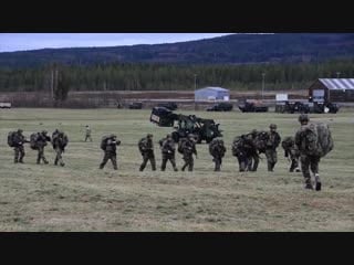 Trident juncture 18, ch 47 chinook helicopter cold load training b roll rena leir airfield, norway