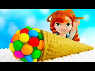 Baby doll ice cream shop & cookie baking stand! play doll cooking kitchen giant toy food!