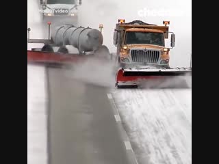 See ya later, snow! ❄️ this steerable plow trailer is towed behind a plow truck to clear multilane highways