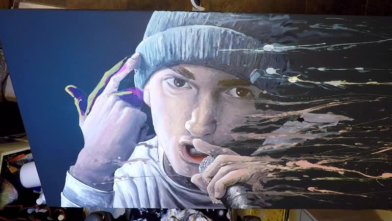 Amazing art style eminem portrait (art by sean carlson art) душевно, рисунок, картина