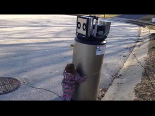 Adorable little girl mistakes a broken water heater for a robot