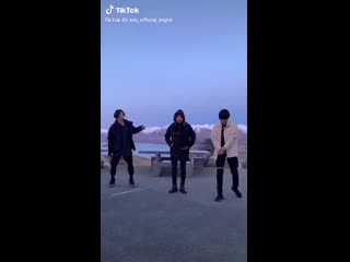 Jungkook, jimin and taehyungs video on tiktok cnschallenge