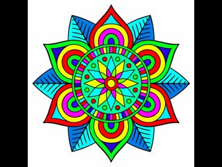 Coloring #n 0163 мандала с голубыми листочками / mandala with blue leaves