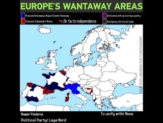 This map shows you just how big the separatist and autonomous movements are all over europe and not just in catalonia