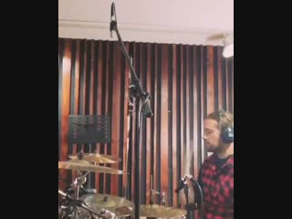 Joel from crazy lixx recording drums for kristine