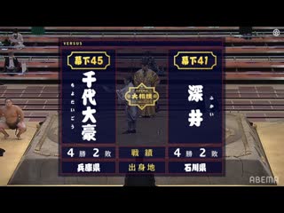 Chiyodaigo(ms45e) vs fukai(ms41w) aki 2020, makushita day 14