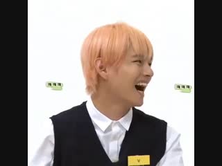 Pink haired taehyung with his baby mullet, laughing like the adorable baby he is this is