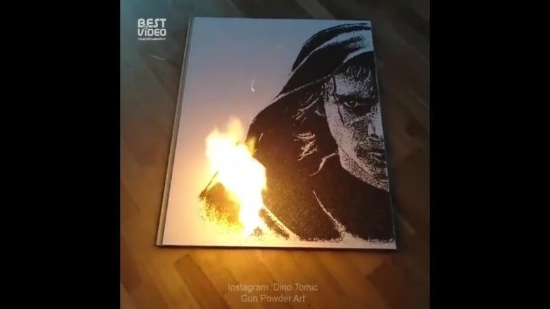 Крутое рисование порохом © видеожесть