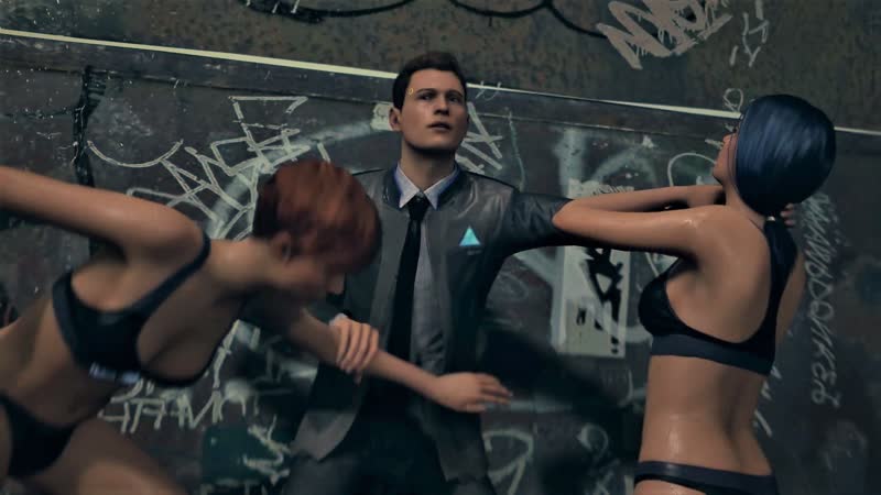 Коннор против стриптизерш лесбиянок detroit become human