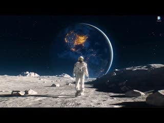 Космонавт идет по поверхности луны и смотрит на землю живые обои для wallpaper engine