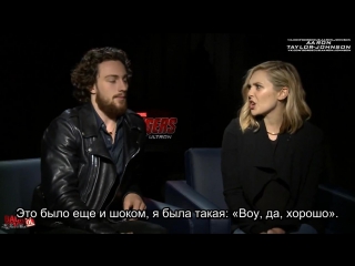 Avengers age of ultron interviews with aaron tpornr johnson elizabeth olsen [rus sub]