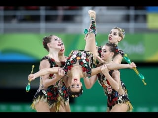 Rhythmic gymnastics group qualification 2 hoops 6 clubs rio 2016 olympic games